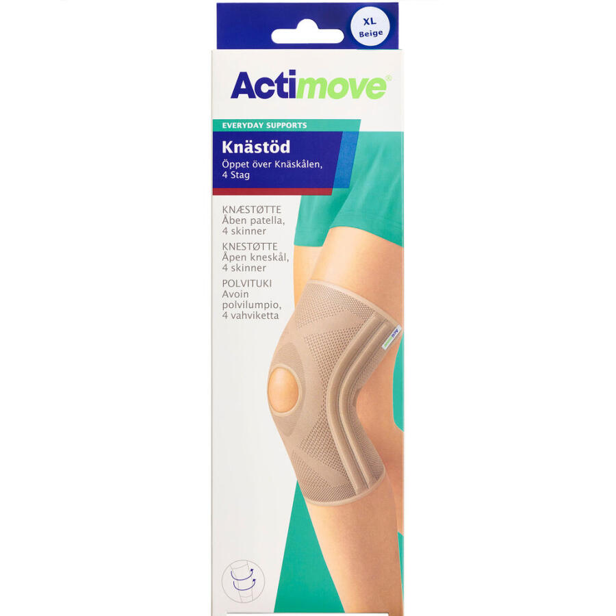 Actimove Knæstøtte, åben patella, 4 skinner Str XL