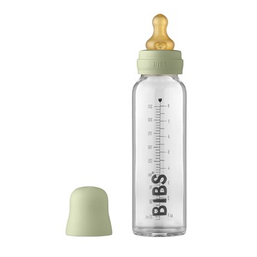 BIBS Baby Glass Bottle Naturgummi Slow Flow Sage