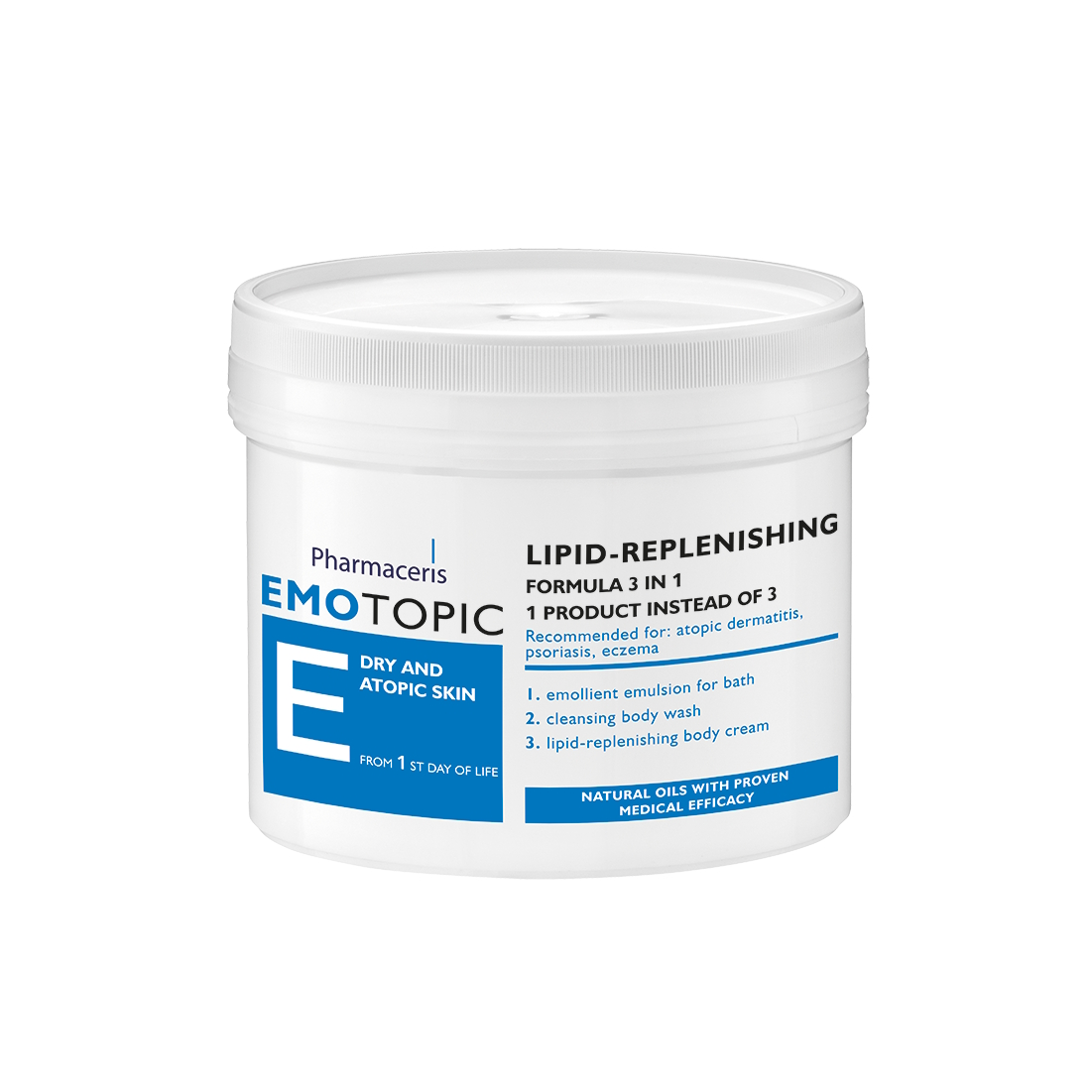 Pharmaceris E EMOTOPIC 3i1 Lipid-fornyende creme formular til karbad, brusebad og hudpleje