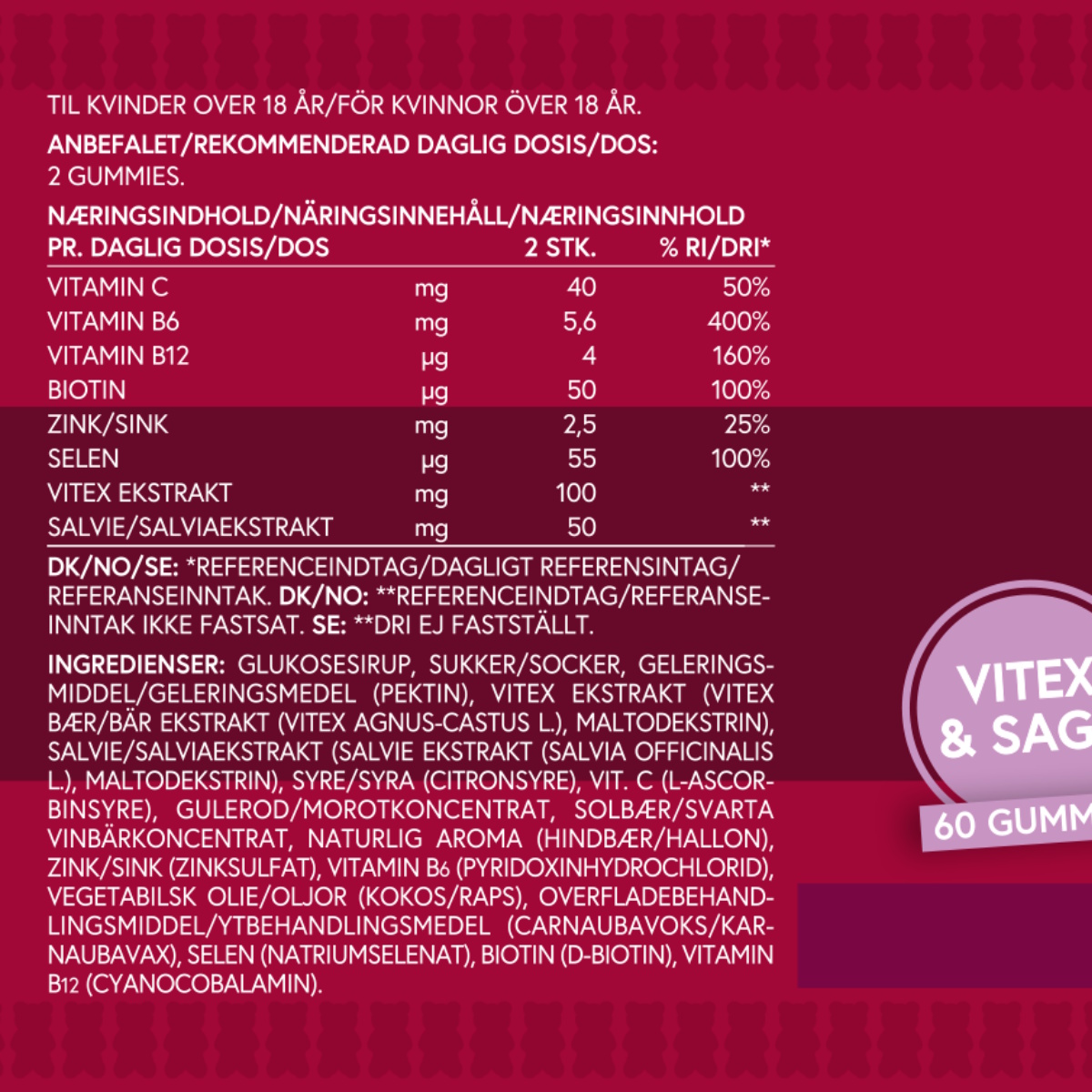 VitaYummy Hormone Balance (Raspberry & Sage) - 60 stk.