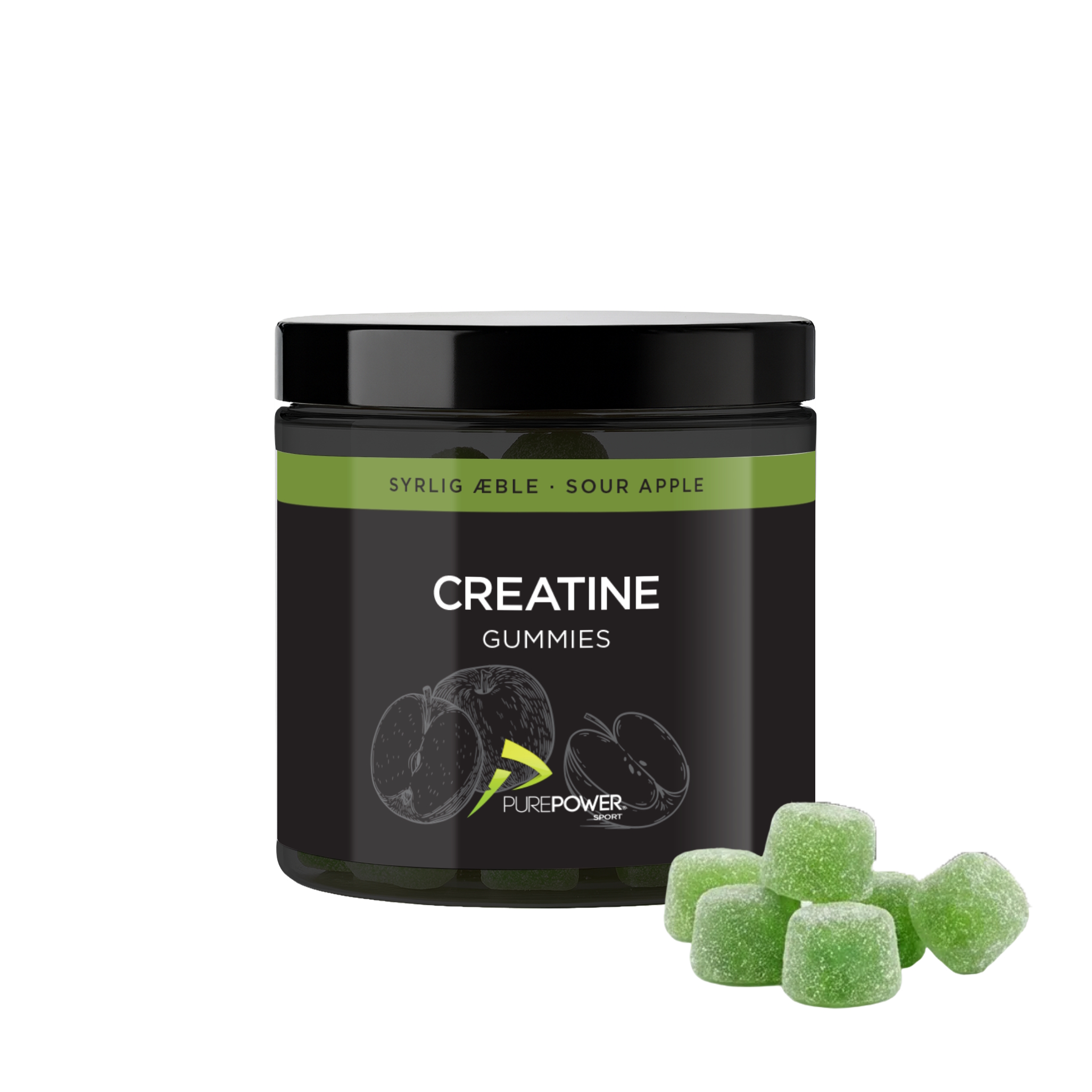 PurePower Creatine Gummies Sour Apple 60 stk