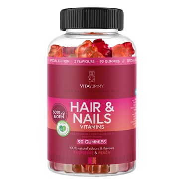 VitaYummy Hair & Nails Mixed, Raspberry & Peach 90 stk.