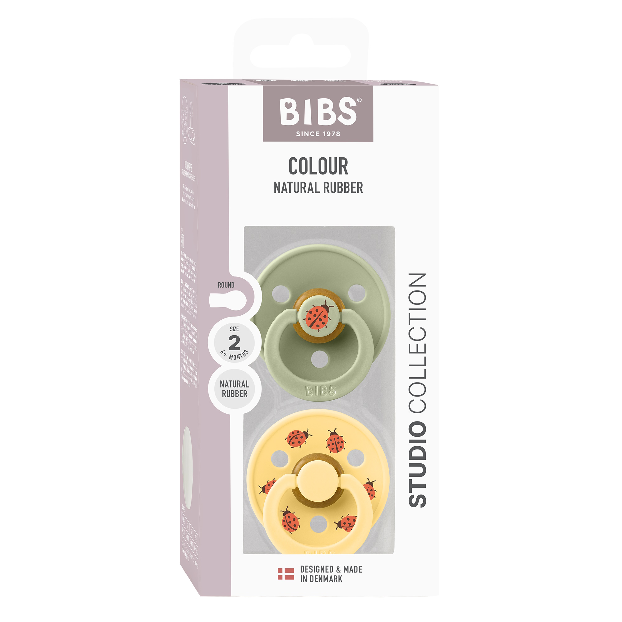 BIBS Pacifier Studio Colour 2-pak Ladybug Sage Mix Size 2