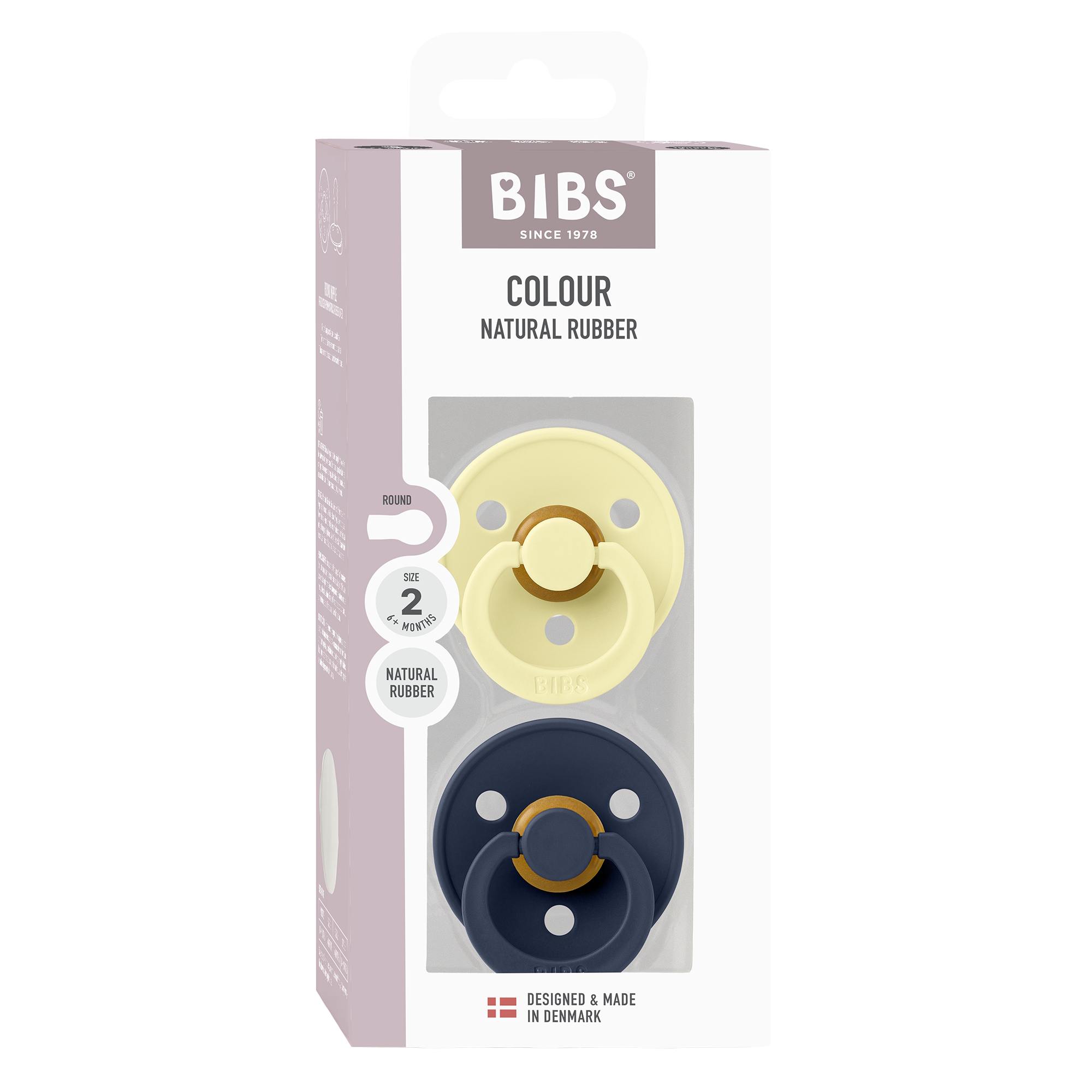 BIBS Pacifier Colour 2 PACK Latex Size 2 Luna/Deep space
