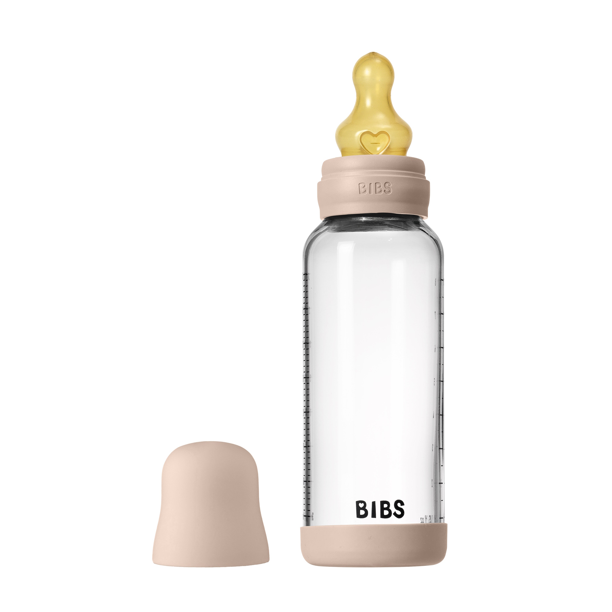BIBS Baby Glass Bottle Naturgummi Medium Flow Blush
