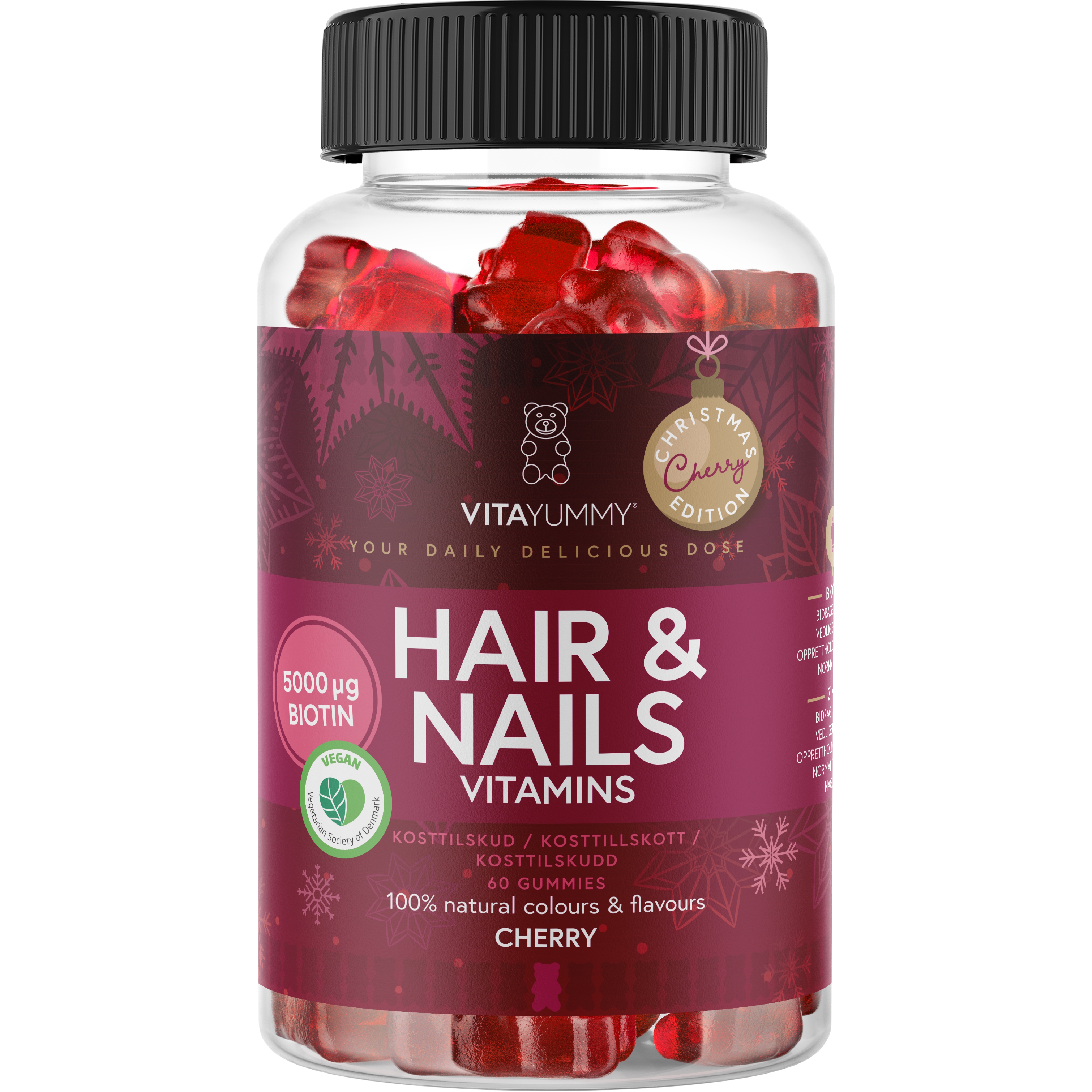 VitaYummy Hair & Nails (Cherry) - 60 stk. (Christmas Edition 2024)