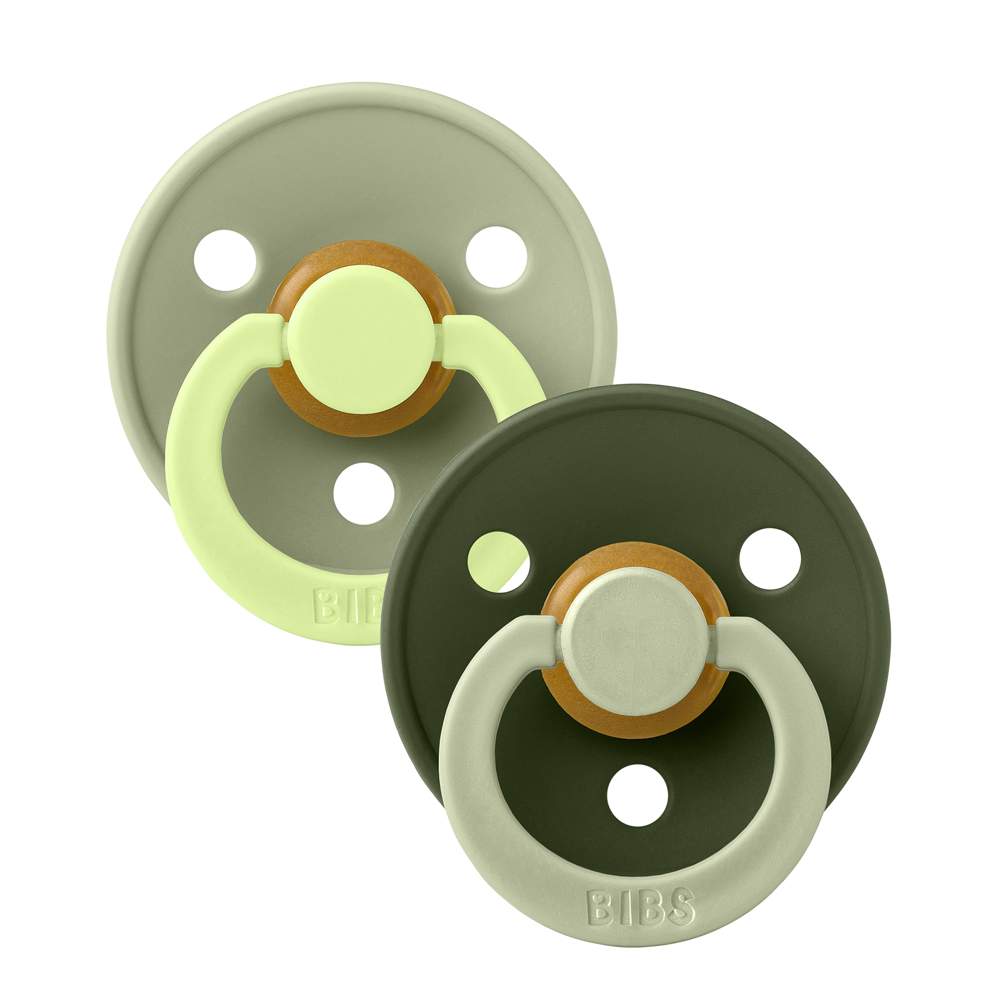 BIBS Pacifier Studio Colour 2 PACK Fusion Latex Size 1 Sage Hunter Green mix