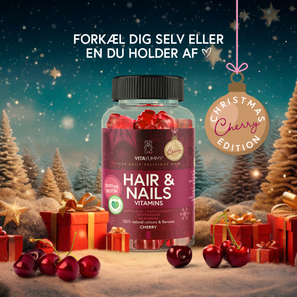 VitaYummy Hair & Nails, Cherry (Christmas Edition 2024)