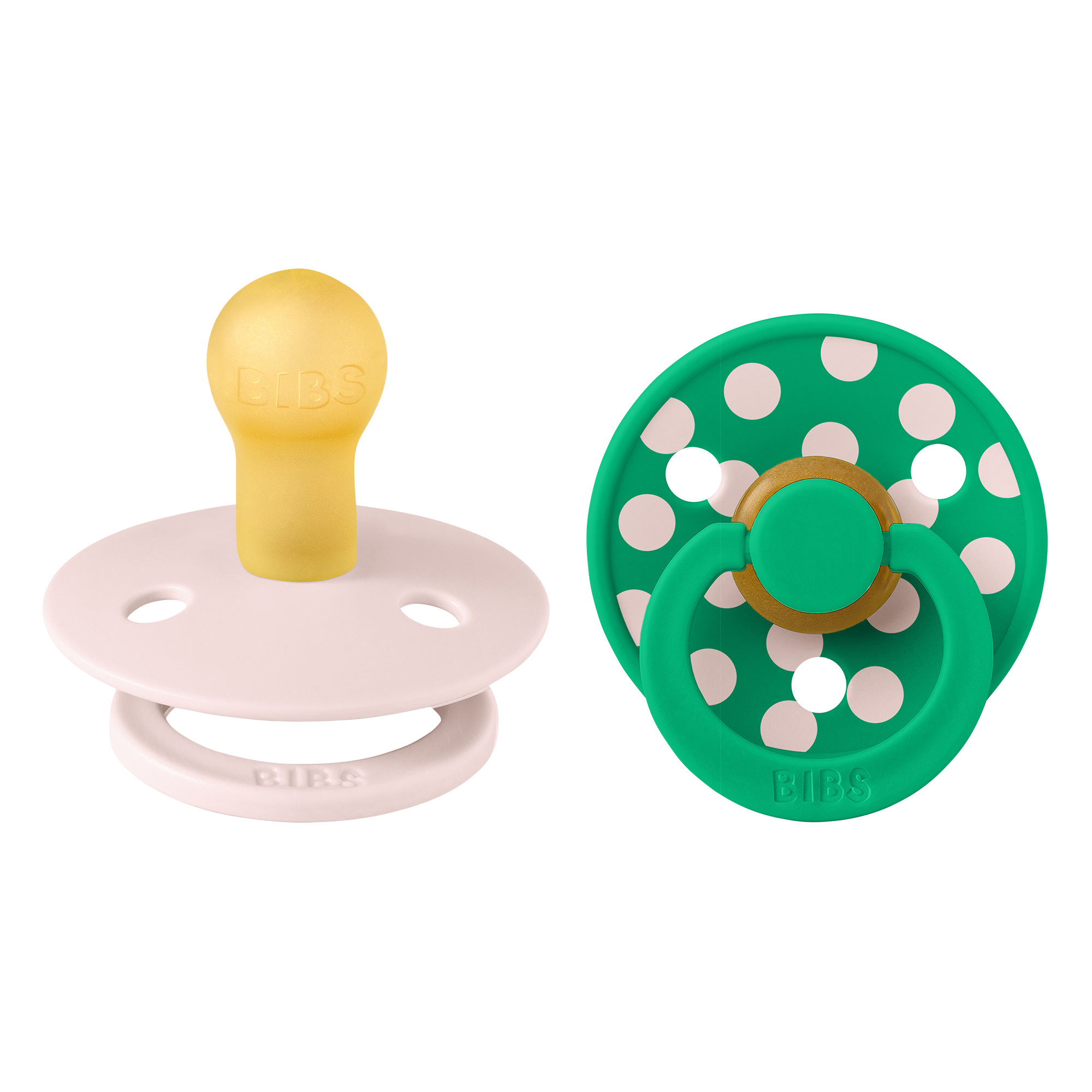 BIBS Pacifier Studio Colour 2 PACK Polka Latex Size 1 Petal/Cactus