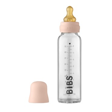 BIBS Baby Glass Bottle Naturgummi Slow Flow Blush