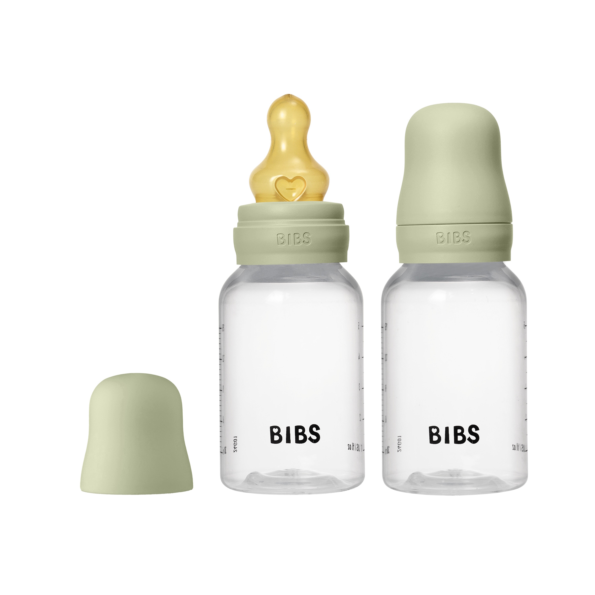 BIBS Baby Bottle Round Latex 2 pack 150 ml Slow Flow Sage