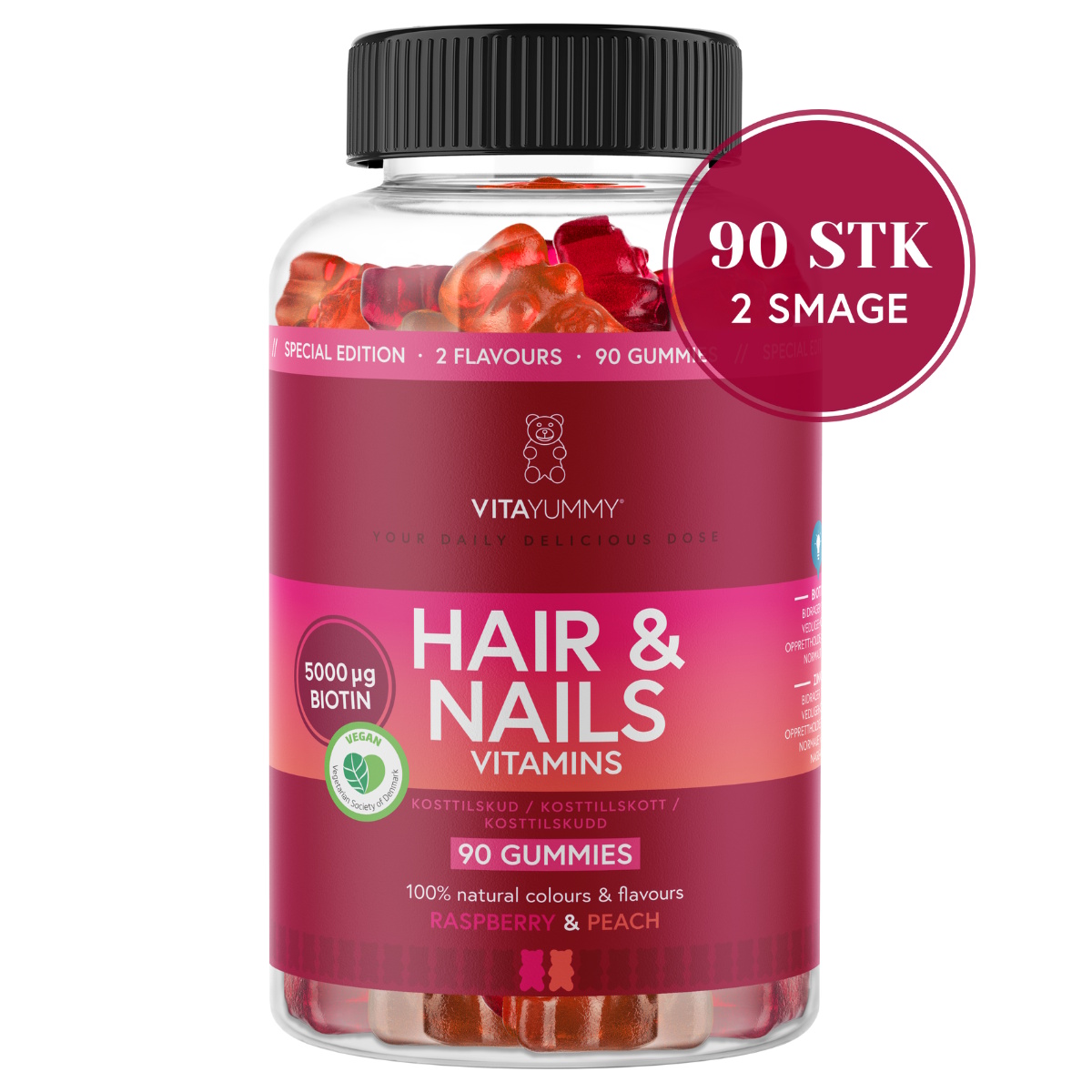 VitaYummy Hair & Nails Mixed, Raspberry & Peach