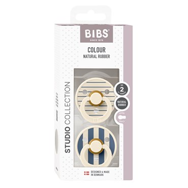 BIBS Pacifier Studio Colour 2-pak Pin Ivory Steel Blue Mix Size 2