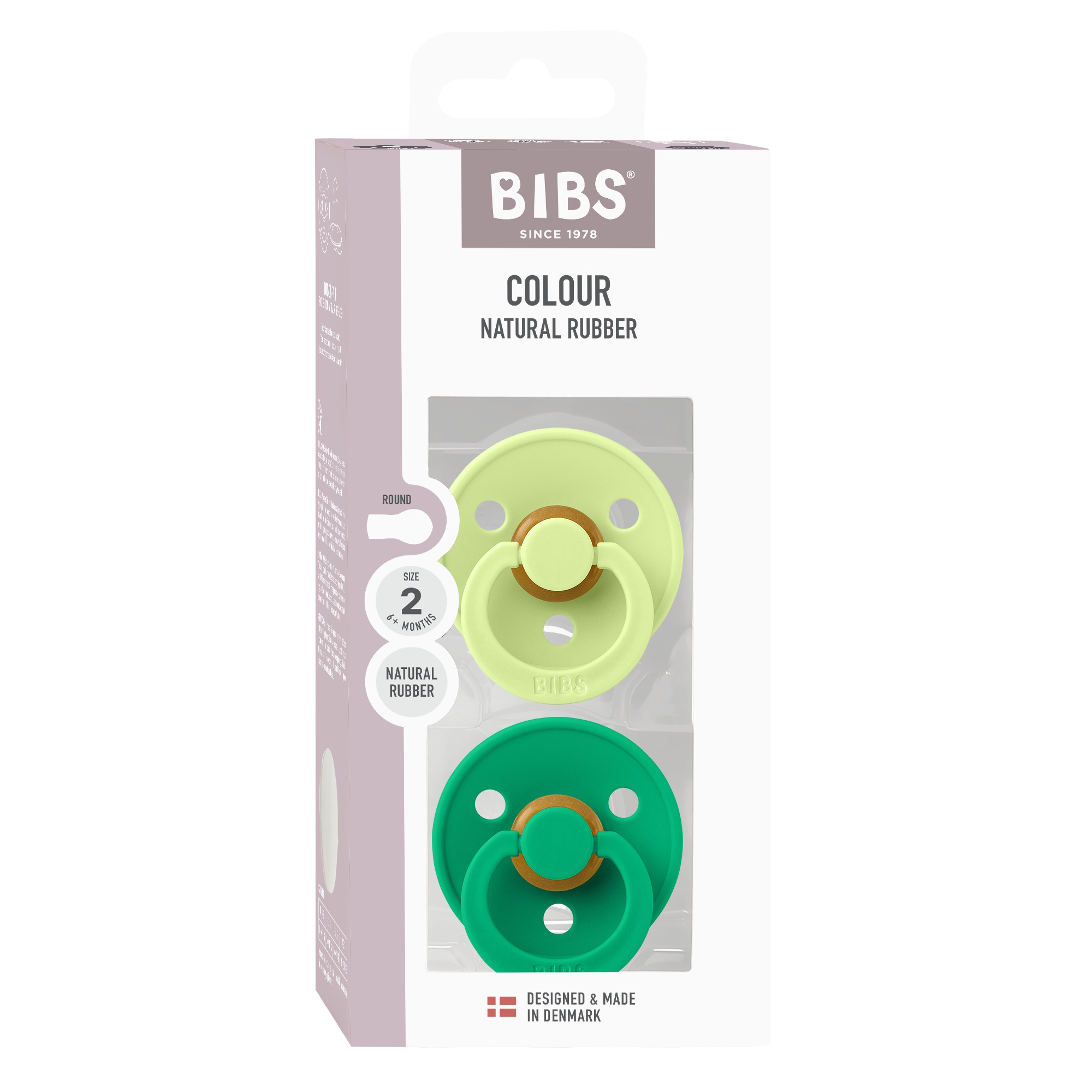 BIBS Pacifier Colour 2 pack Latex Size 2 Matcha/Cactus