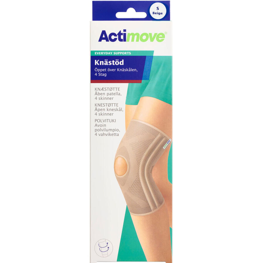 Actimove Knæstøtte, åben patella, 4 skinner Str S
