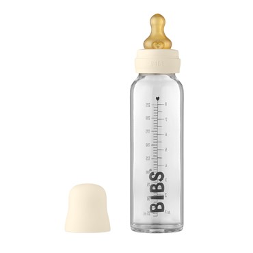 BIBS Baby Glass Bottle Naturgummi Slow Flow Ivory