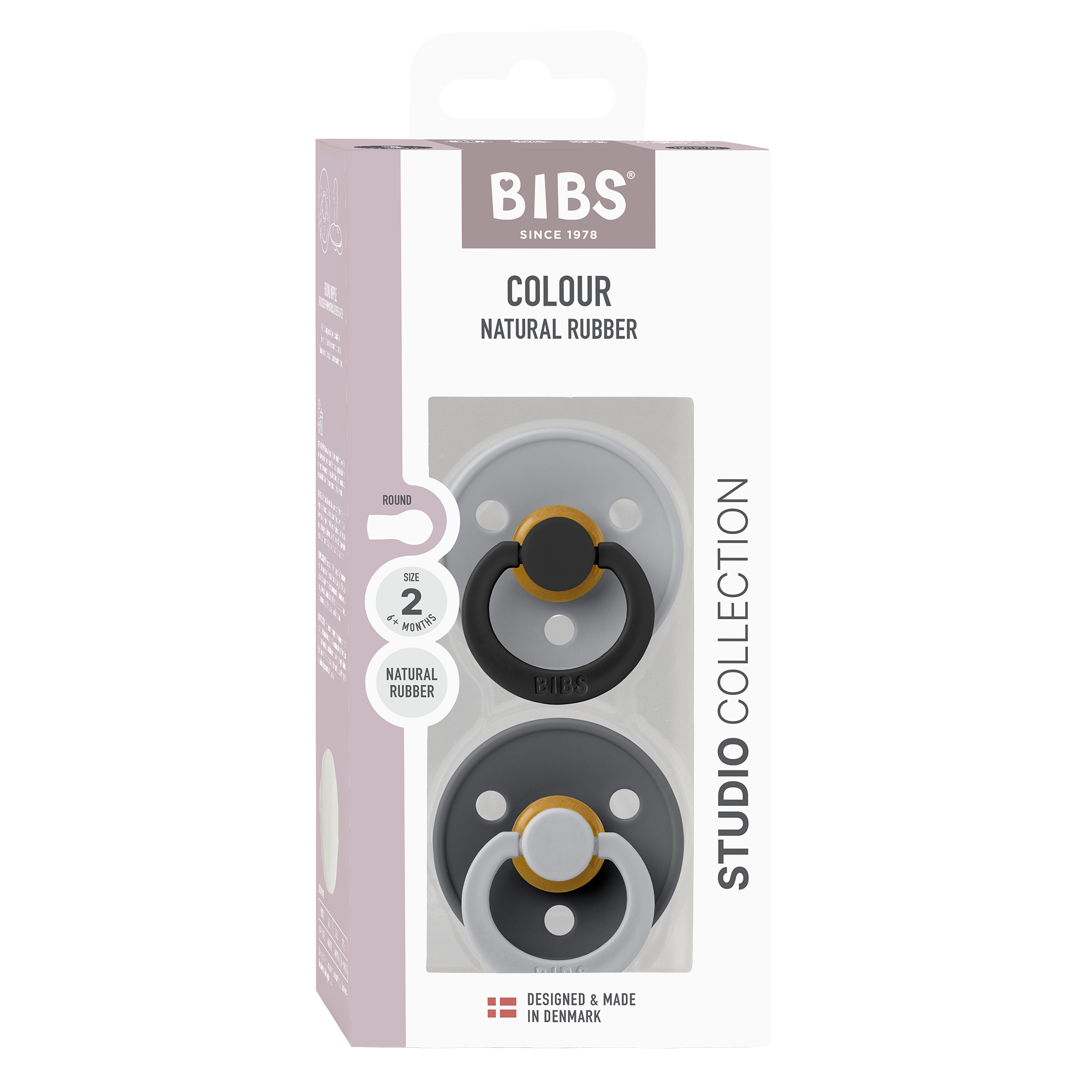 BIBS Pacifier Studio Colour 2 PACK Fusion Latex Size 2 Cloud Iron mix
