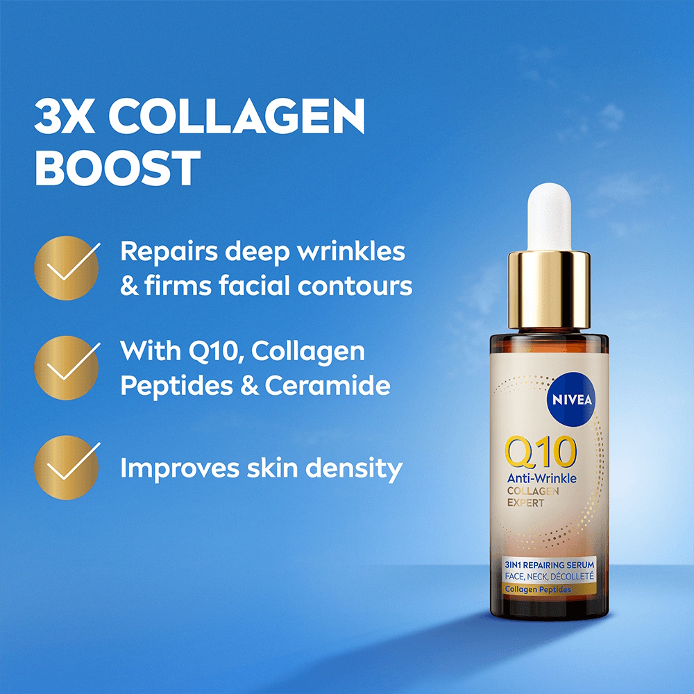 NIVEA Q10 Anti-Wrinkle Collagen Expert 3-IN-1 Repairing Serum
