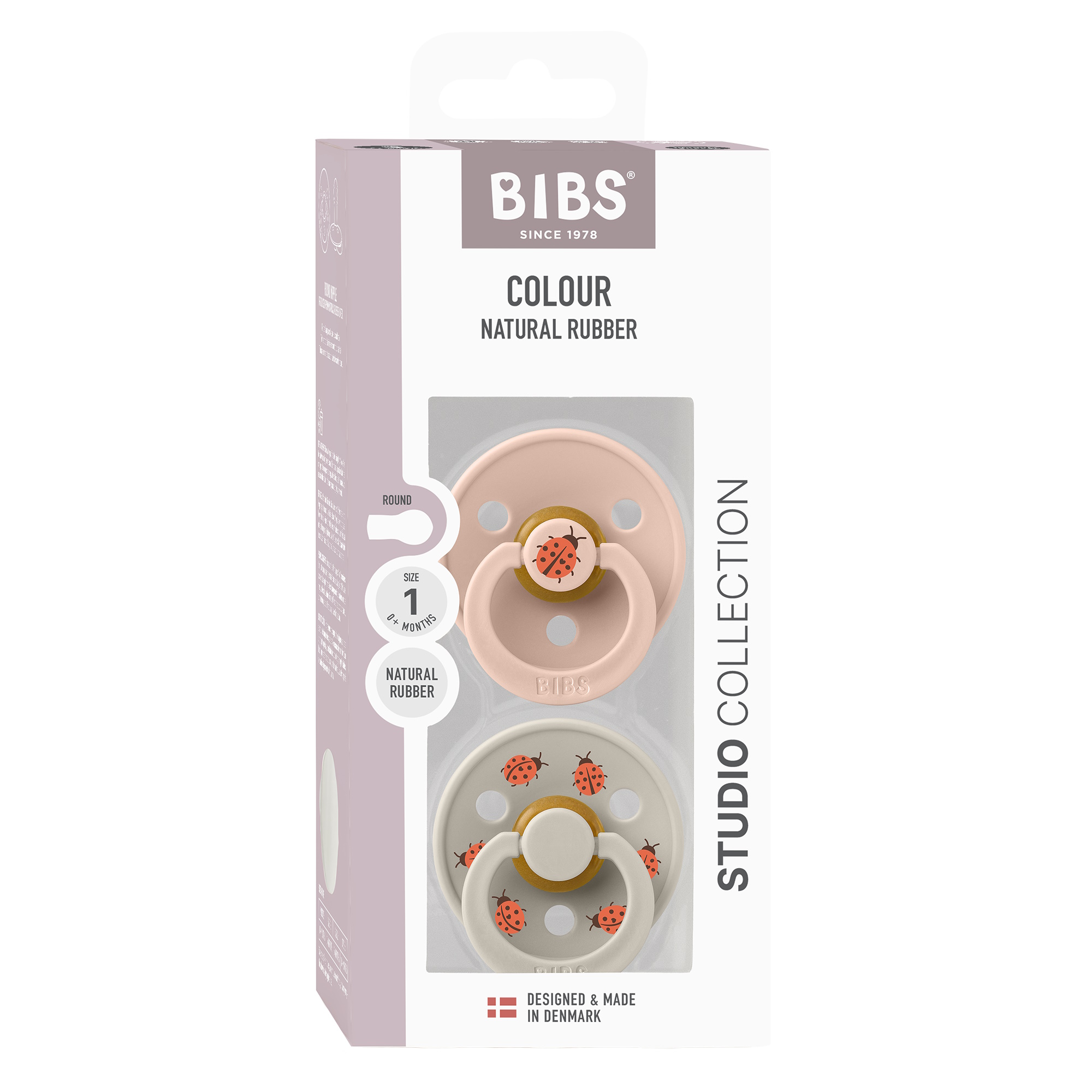 BIBS Pacifier Studio Colour 2-pak Ladybug Blush Mix Size 1