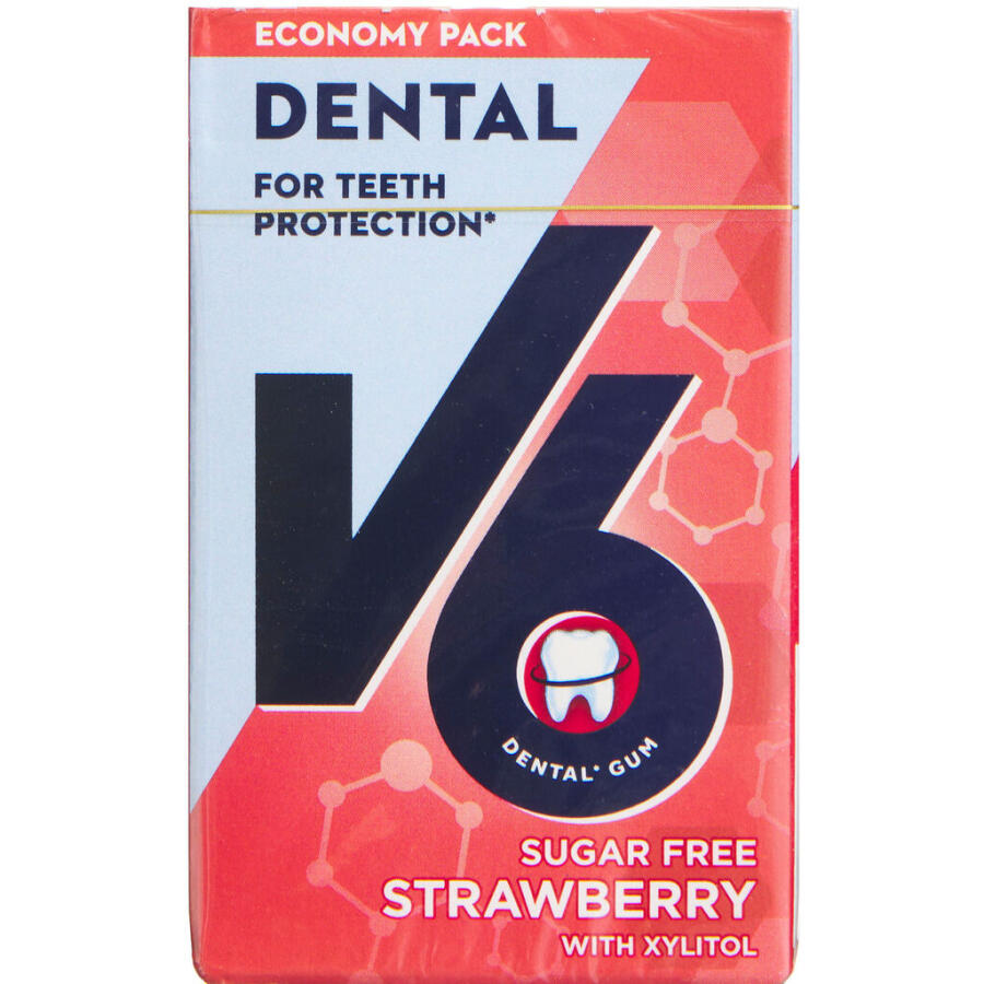 V6 Dental Tyggegummi Jordbær/Mint