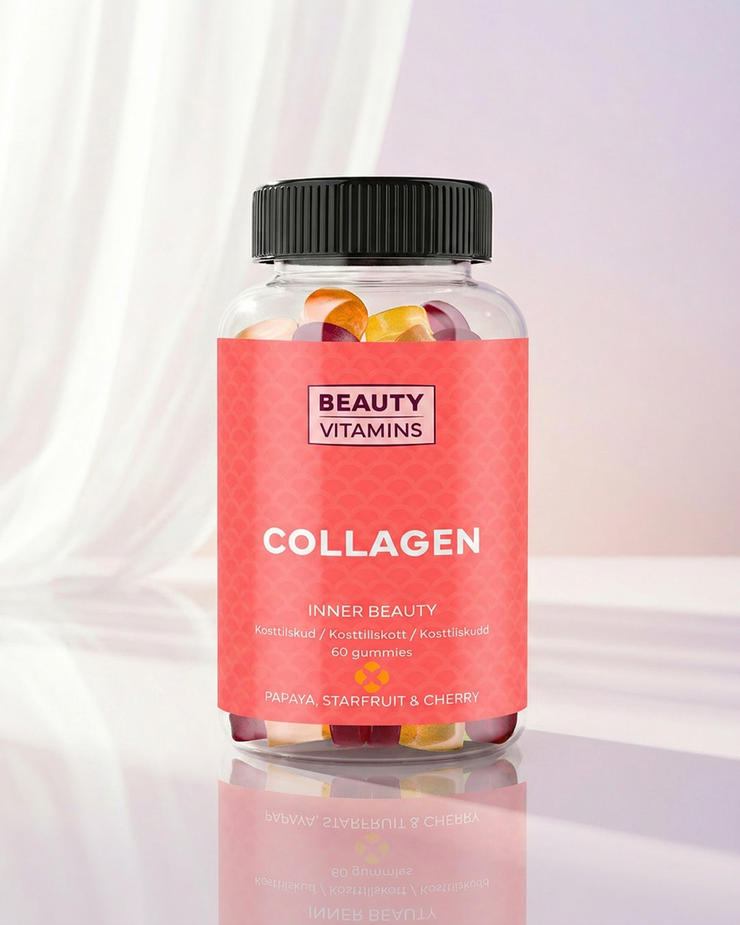 Beauty Vitamins Collagen (Starfruit, Cherry, Papaya) - 60 stk.