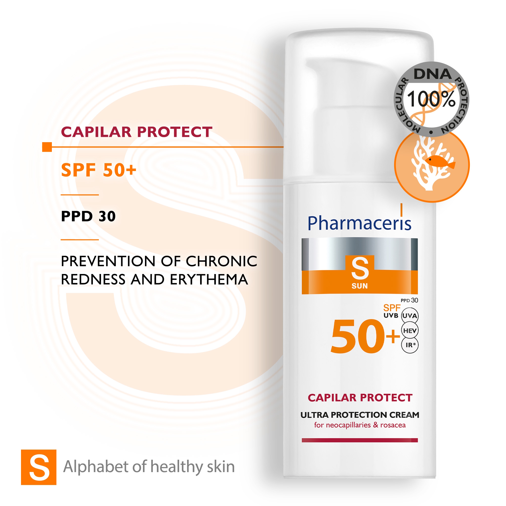 Pharmaceris S CAPILAR PROTECT SPF 50 Ansigtssolcreme til Couperose og Rosacea