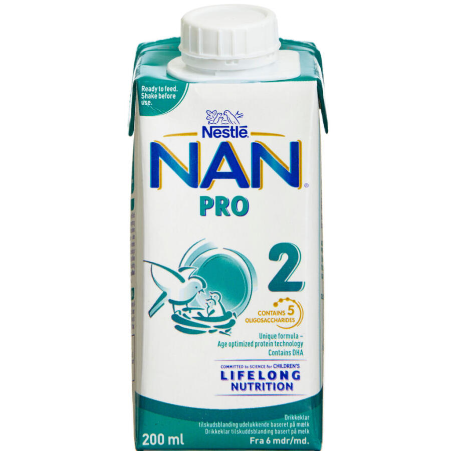 NAN PRO 2 200ml DRIKKEKLAR +6 måneder