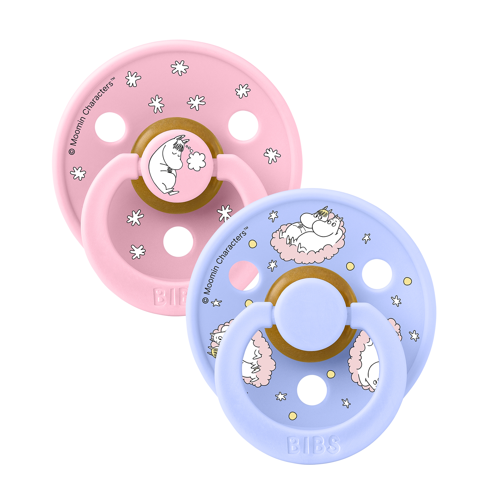 Bibs x Moomin Pacifier Colour 2 pack Dreaming Latex Size 1 Baby Pink mix