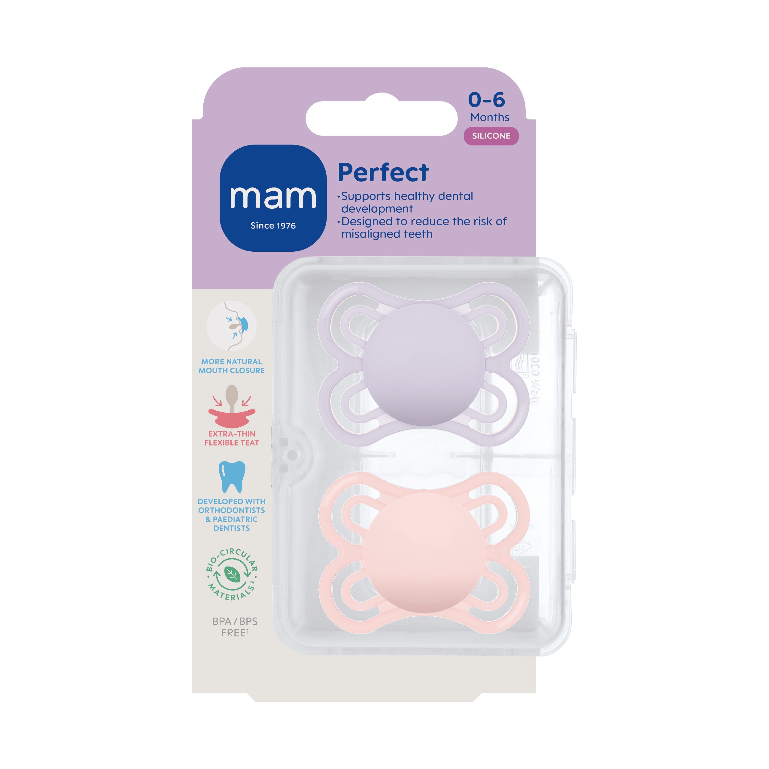 MAM Perfect Silk 0-6m 2p Box V Pink