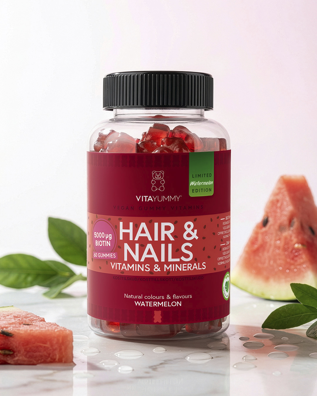 VitaYummy Hair & Nails (Watermelon) (Summer Edition 2026) - 60 stk