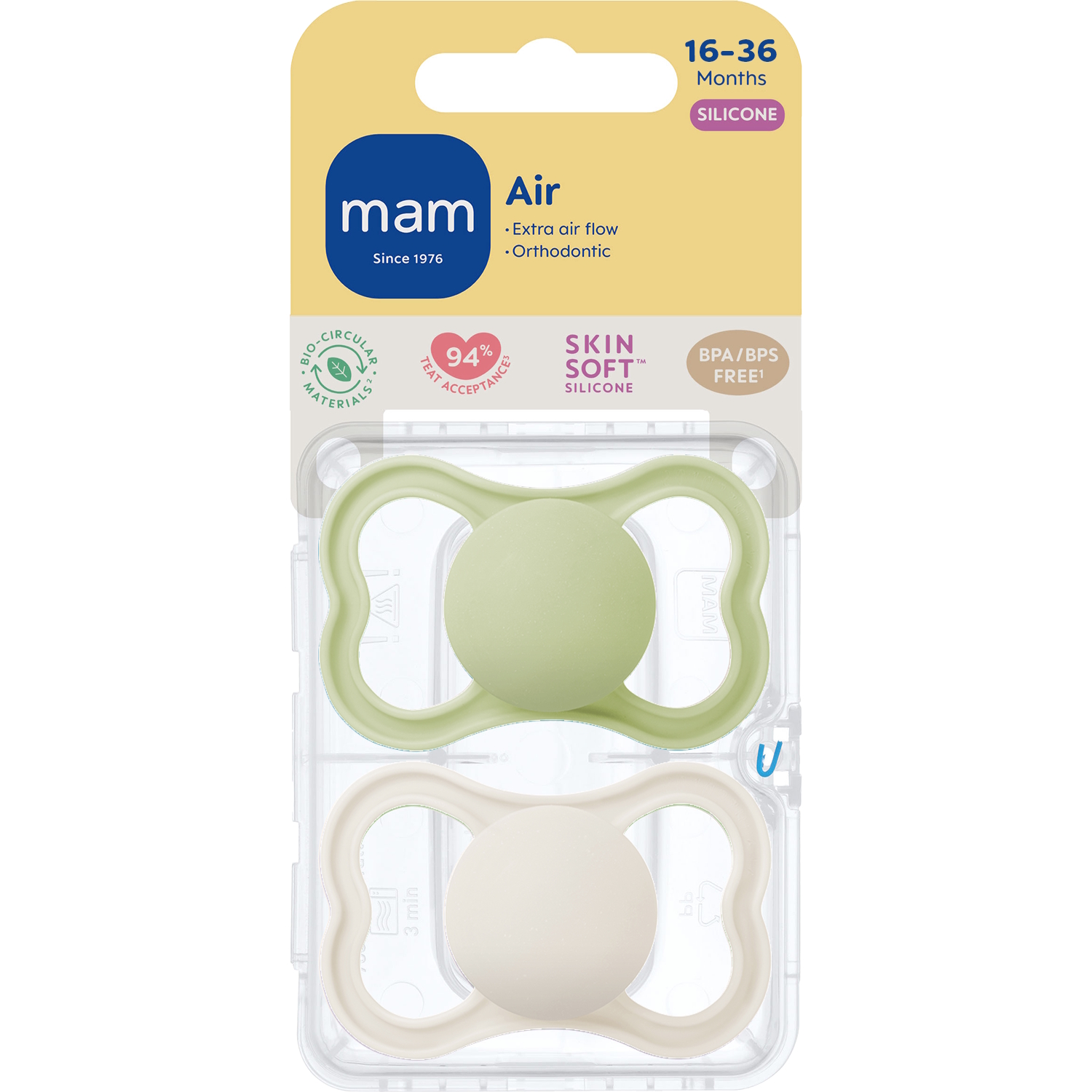 MAM Air Silk 16-36m 2p Box V Green Unprint