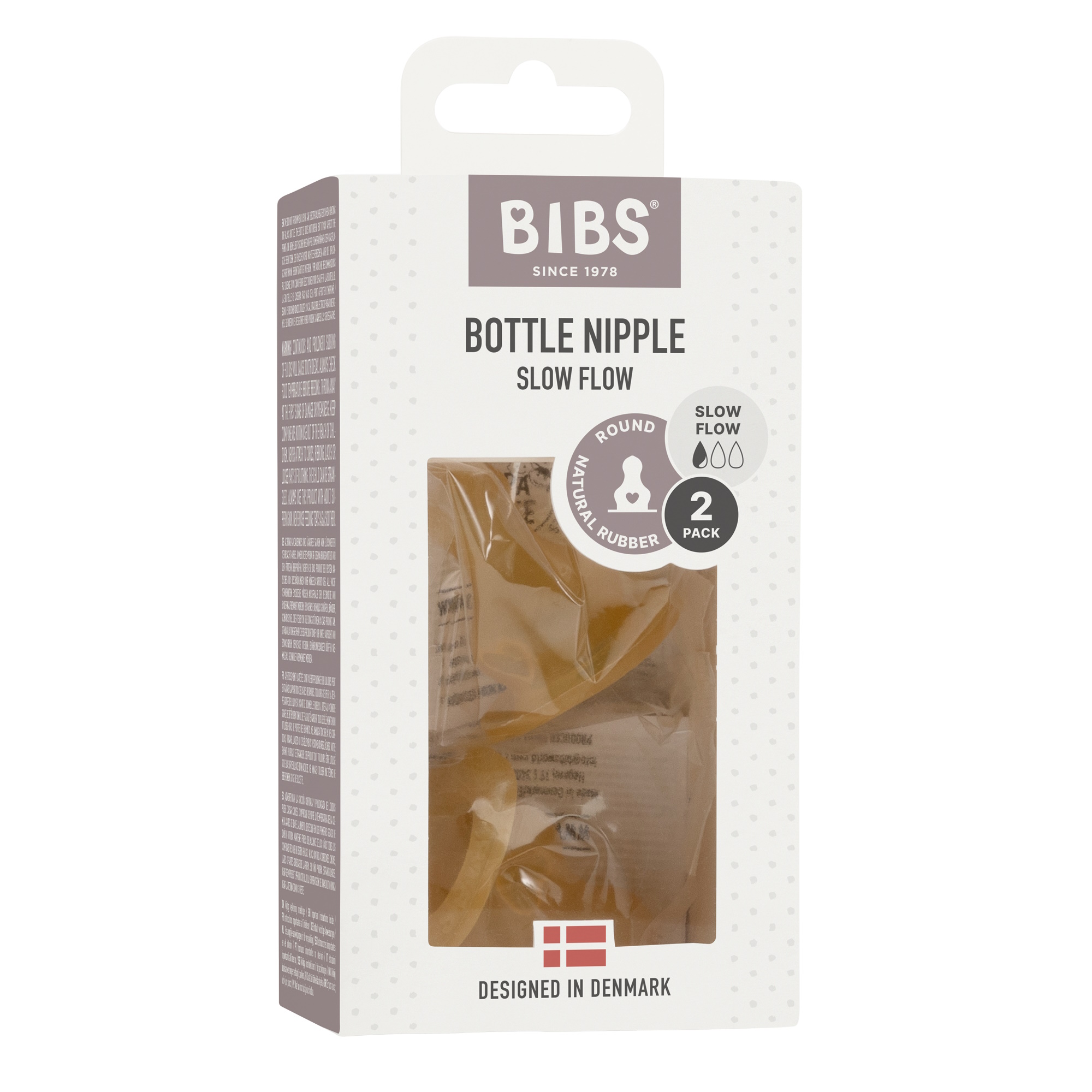 BIBS Baby Bottle Nipple 2-pak Naturgummi Slow Flow