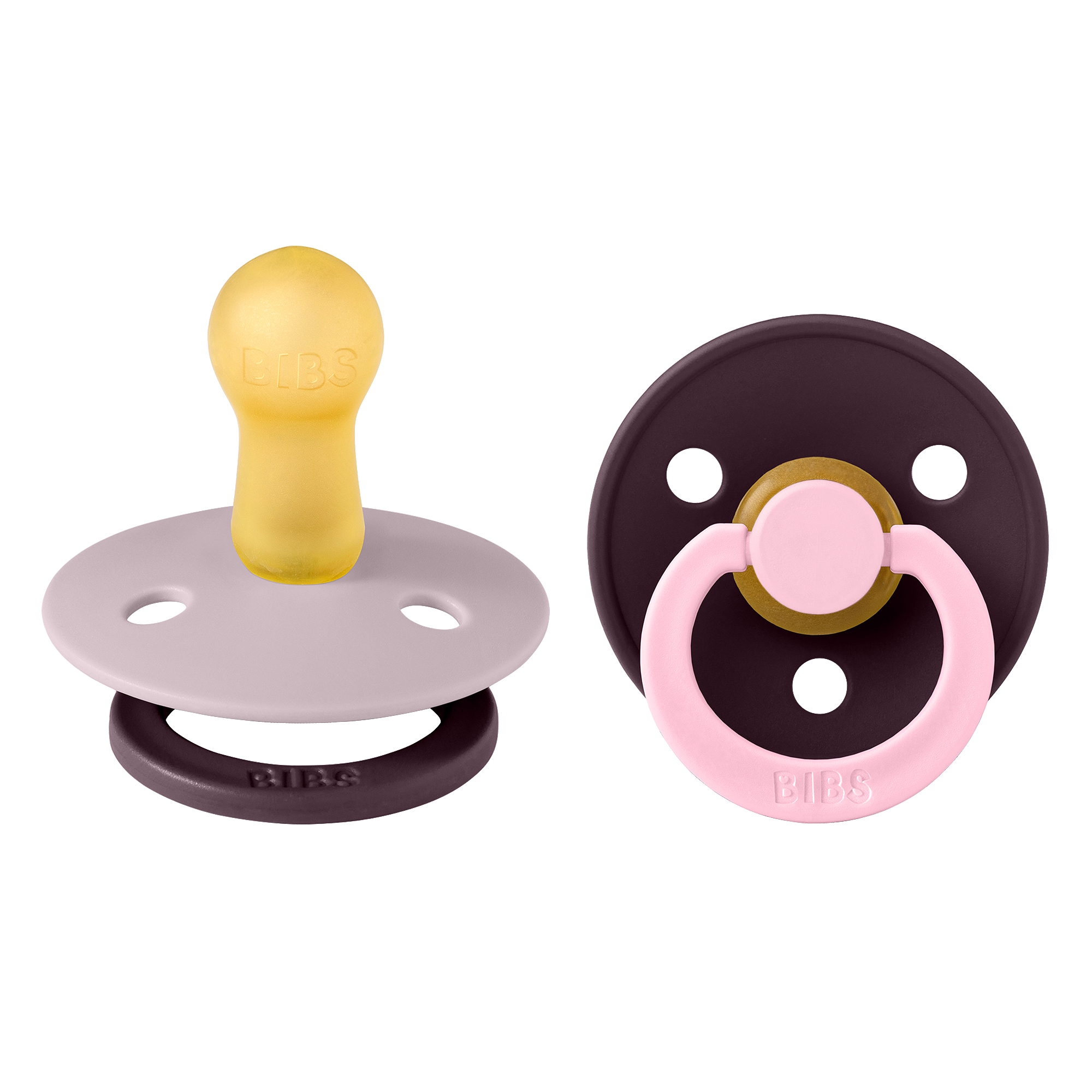 BIBS Pacifier Studio Colour 2 PACK Fusion Latex Size 2 Dusky Lilac Plum mix