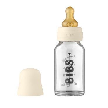 BIBS Baby Glass Bottle Naturgummi Slow Flow Ivory