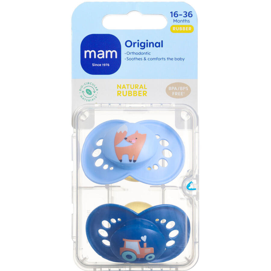 Mam Original Sut Naturgummi Blå 16-36 Mdr