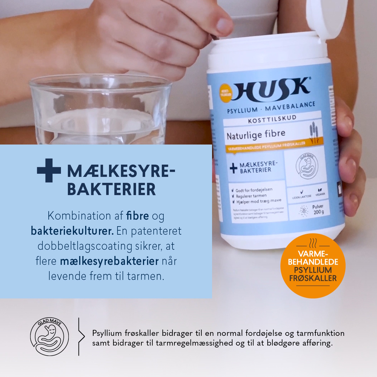 HUSK Psyllium Mavebalance Mælkesyre Pulver