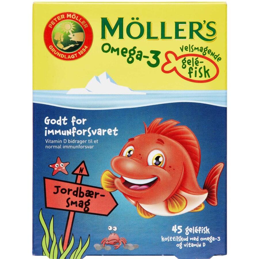 Møllers Omega-3 Gelefisk med Jordbærsmag