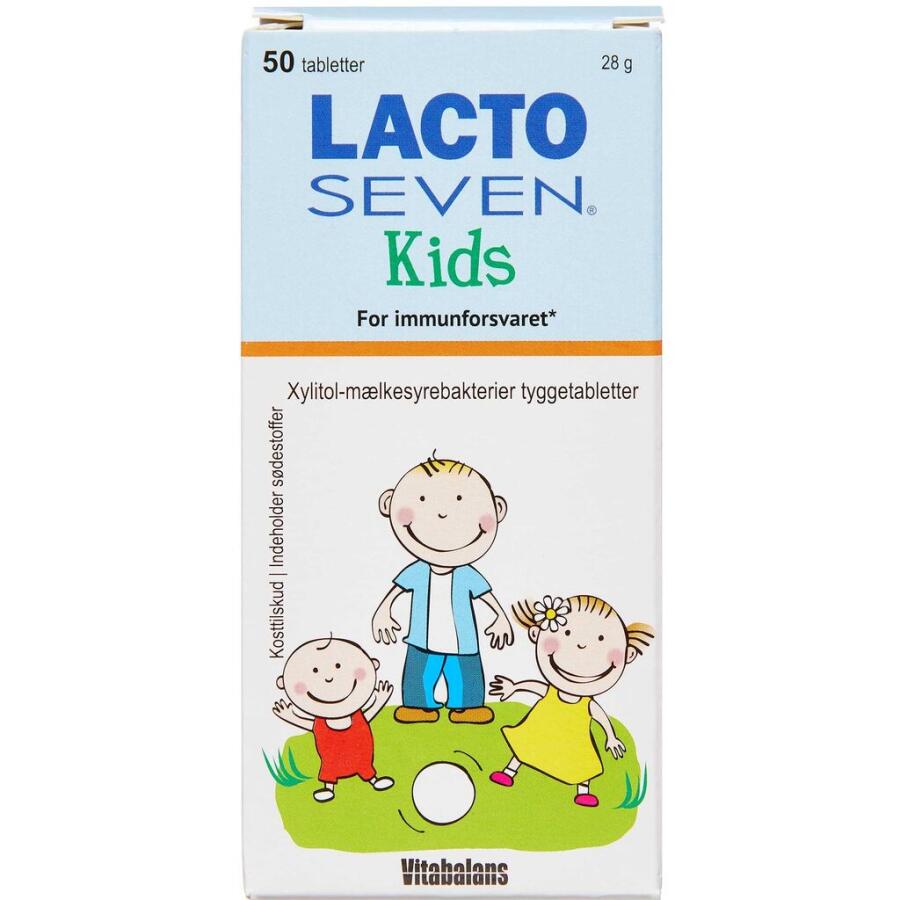 Lacto Seven Kids Tyggetabletter m. Jordbær/Hindbærsmag