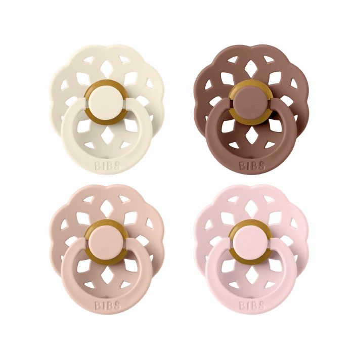 BIBS Pacifier Boheme 4-pak Ivory/Blush/Woodchuck/Blossom Size 2