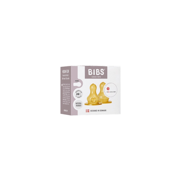 BIBS Baby Bottle Nipple 2-pak Naturgummi Medium Flow