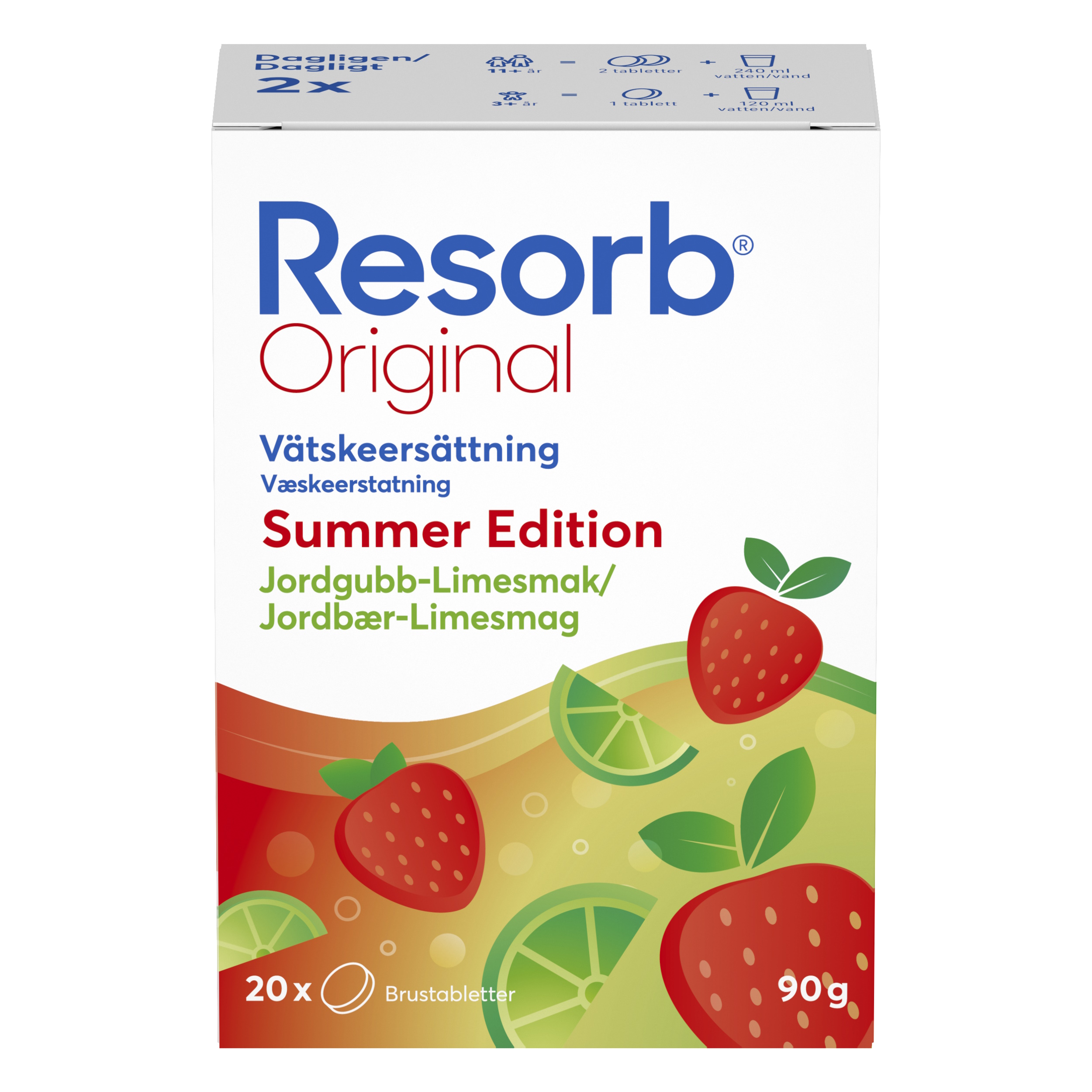 Resorb Jordbær-Lime Brusetablet