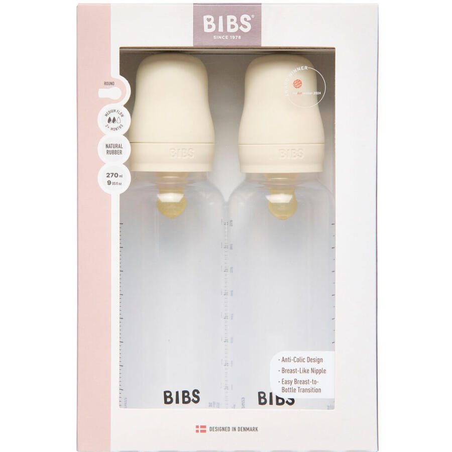 BIBS Sutteflaske Latex Medium Flow, Ivory, Rund