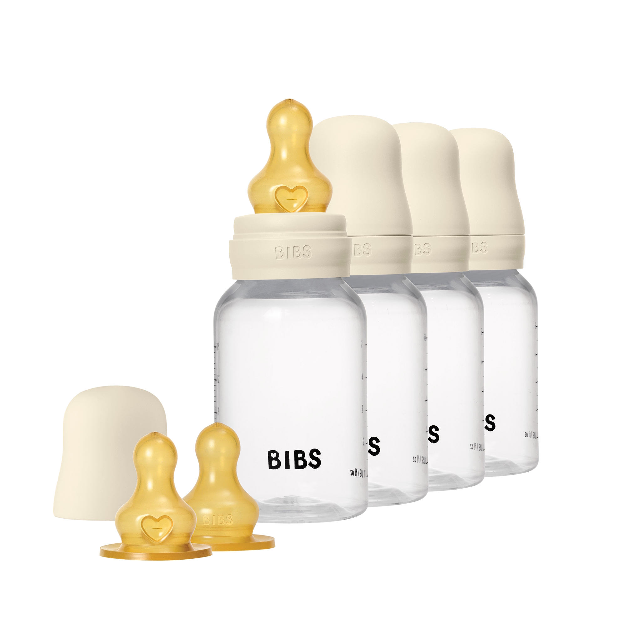 BIBS Baby Bottle Round Latex 4 pack 150 ml Ivory