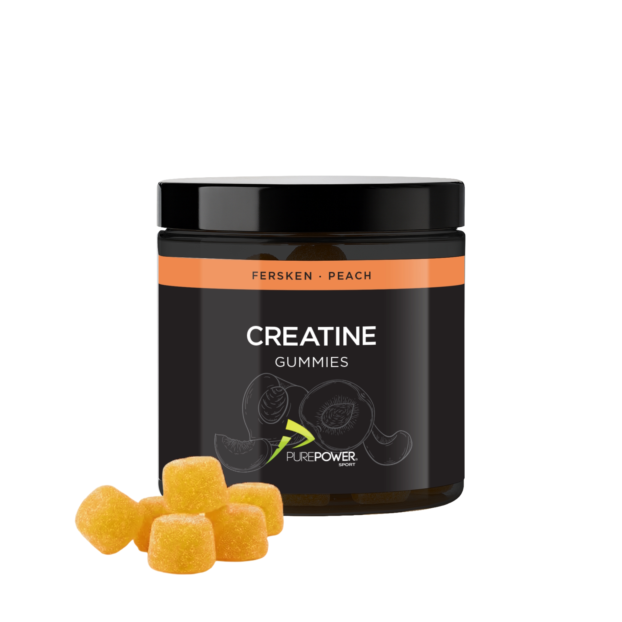 PurePower Creatine Gummies Peach 60 stk