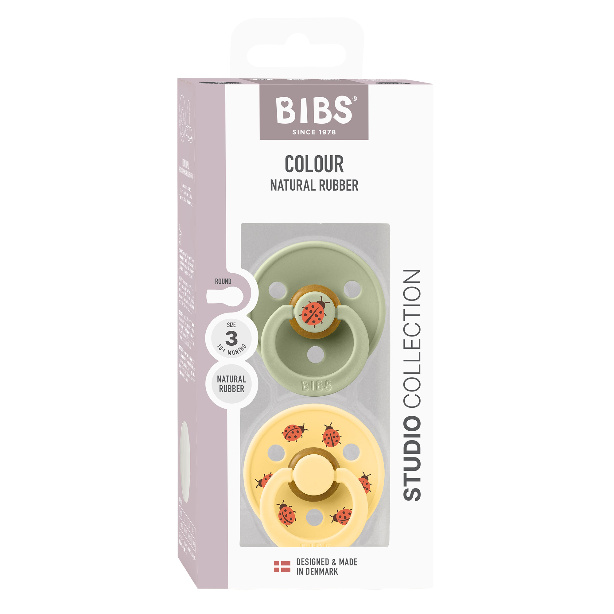 BIBS Pacifier Studio Colour 2-pak Ladybug Sage Mix Size 3