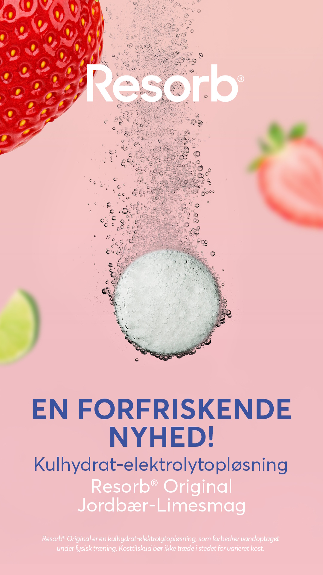 Resorb Jordbær-Lime Brusetablet
