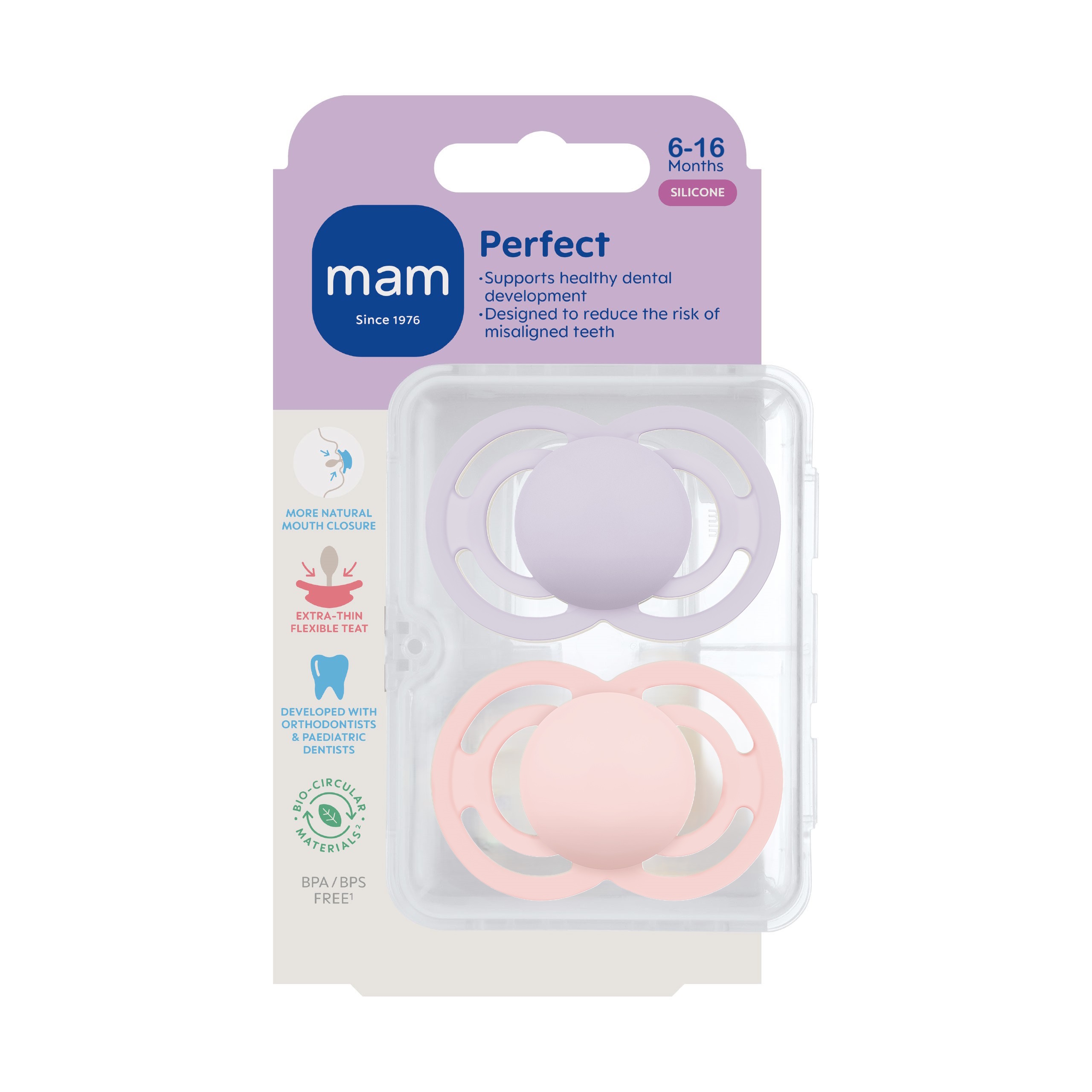 MAM Perfect Silk 6-16m 2p Box V Pink
