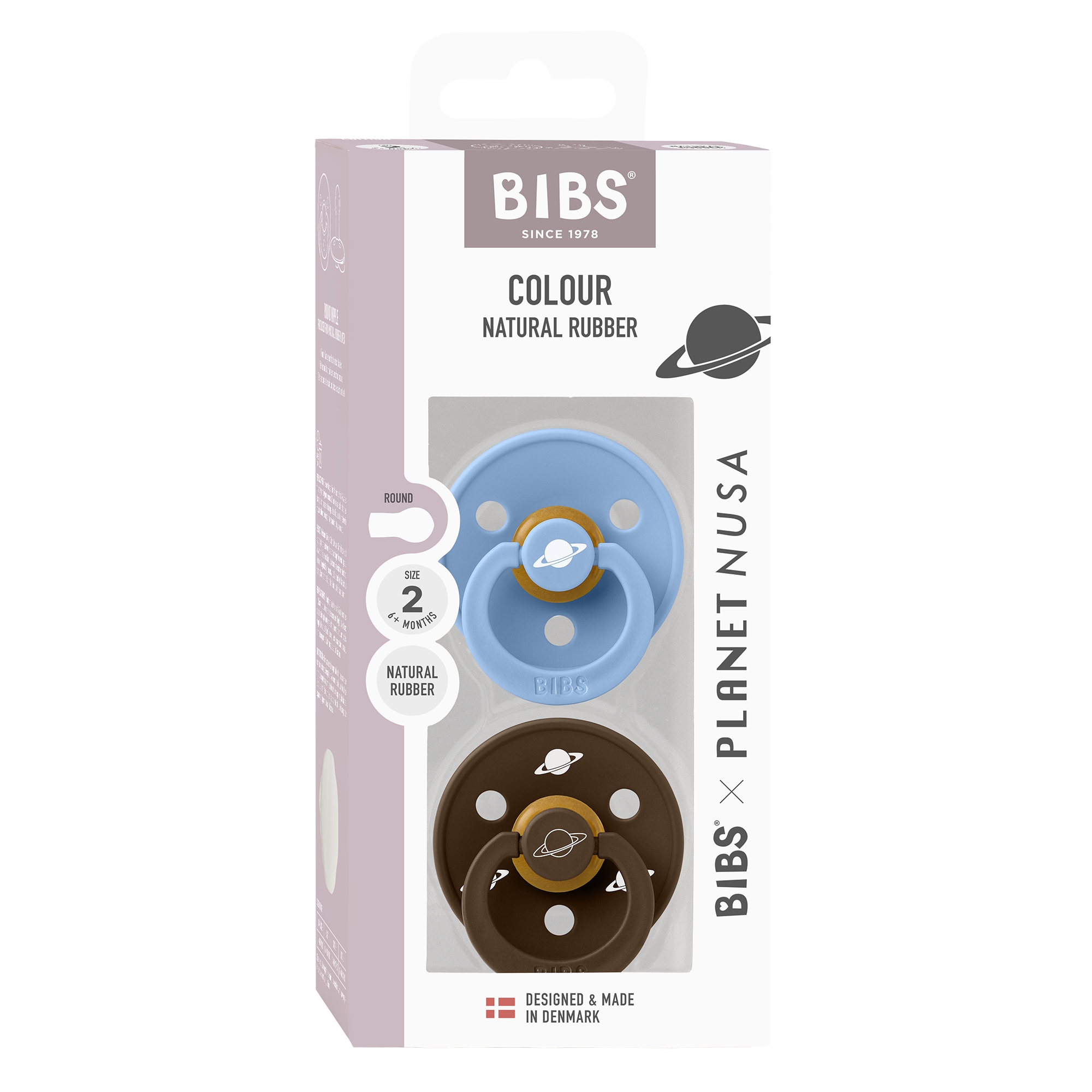 BIBS Pacifier Colour 2 PACK Latex Size 2 Sky Blue Mix