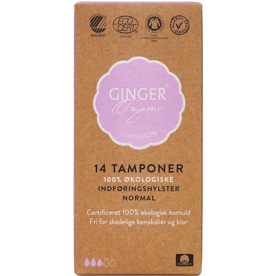 GingerOrganic Tampon m. indføringshylster, Normal