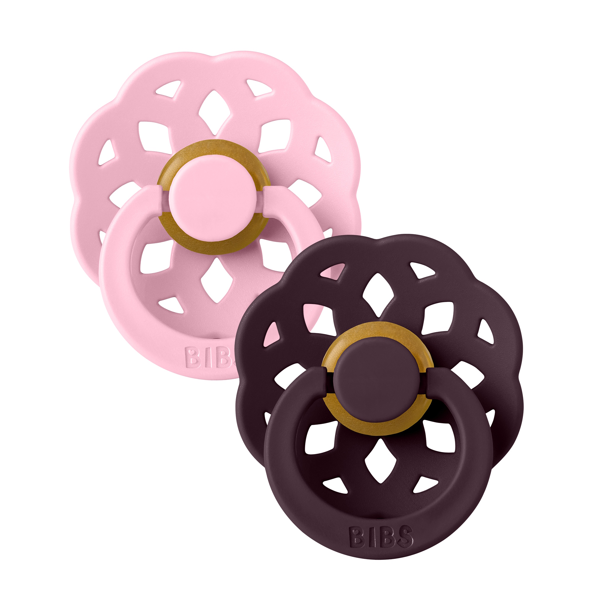 BIBS Pacifier Boheme 2 PACK Latex Size 1 Baby Pink/Plum